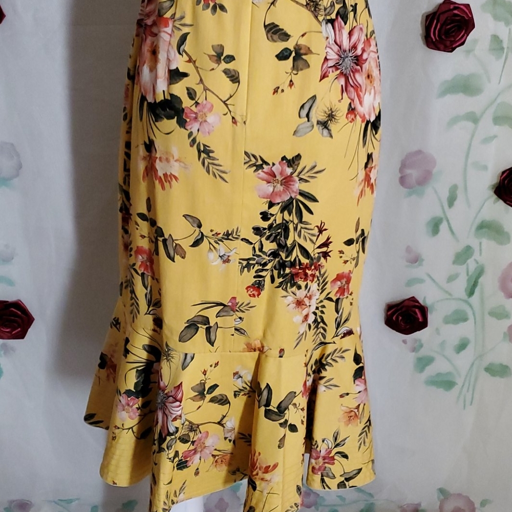 ANTONIO MELANI Yellow Floral Midi Dress - Picture 8 of 12